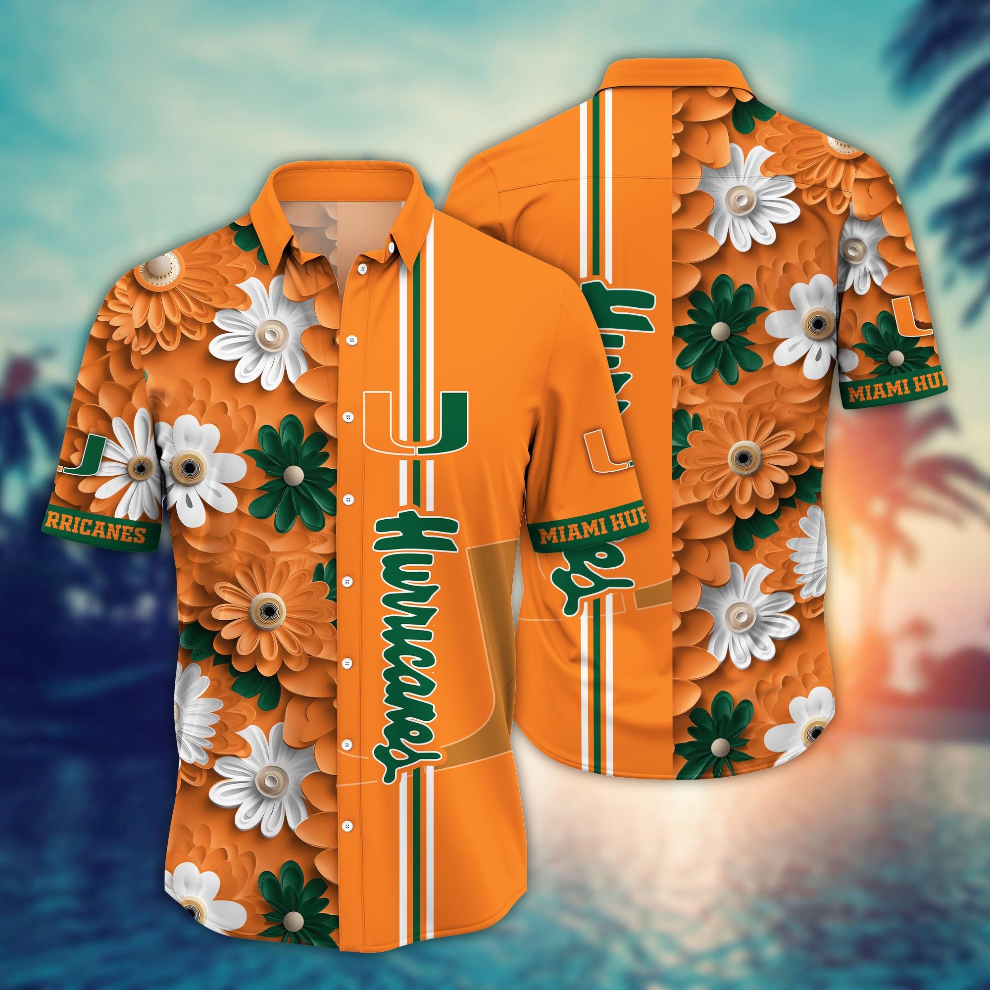 Miami Hurricanes Flower Hawaii Shirt And Tshirt For Fans, Summer Football Shirts NA49574